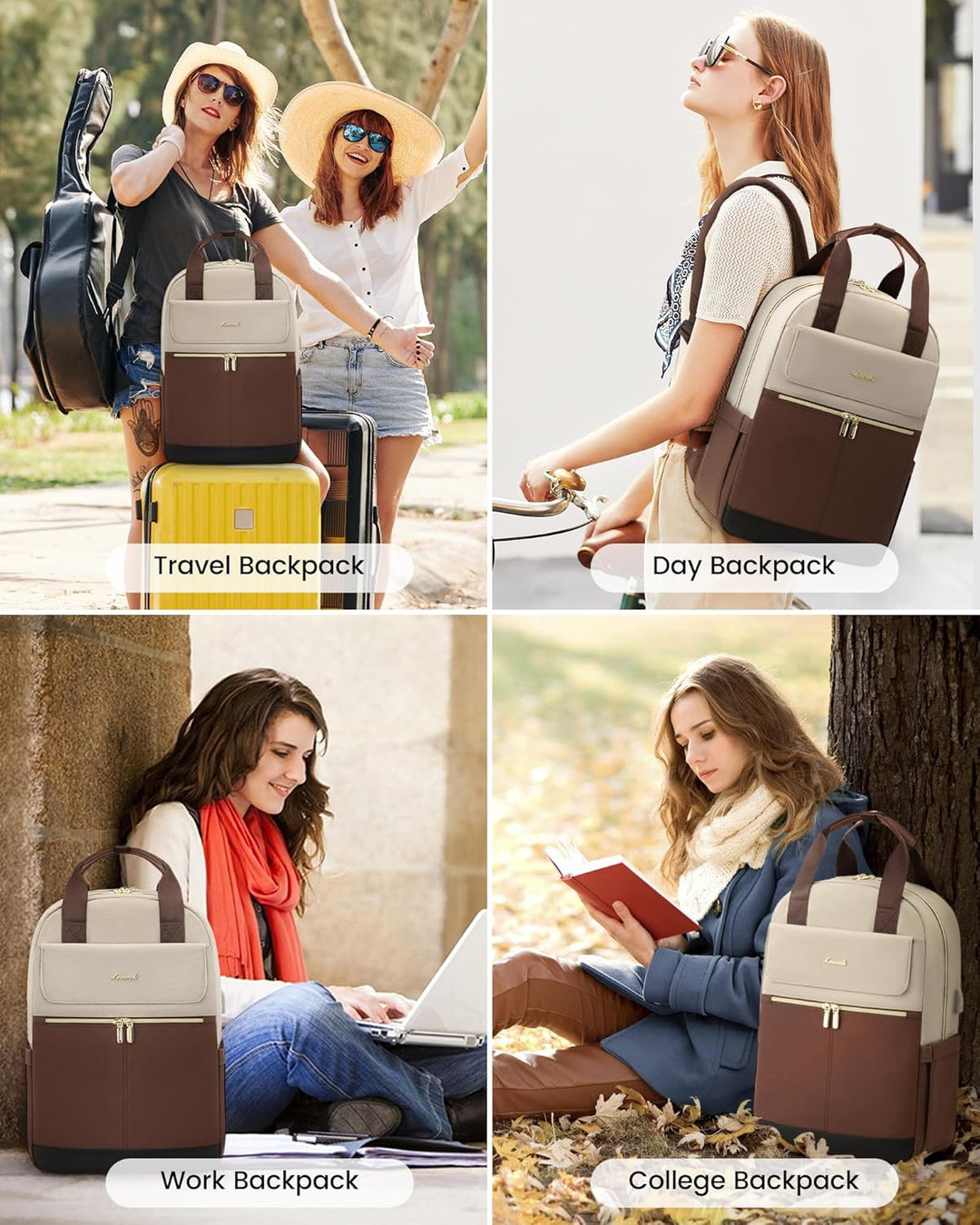LOVEVOOK Rucksack Damen, Schulrucksack Teenager Mädchen 15,6 Zoll mit Laptopfach, Wasserdicht Schult