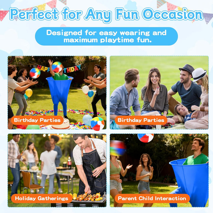 Granny Pants Yard Game 2er Set, Fanghosen-Spiel für Erwachsene, 2 Riesige Hosen, 12 Aufblasbare Rain