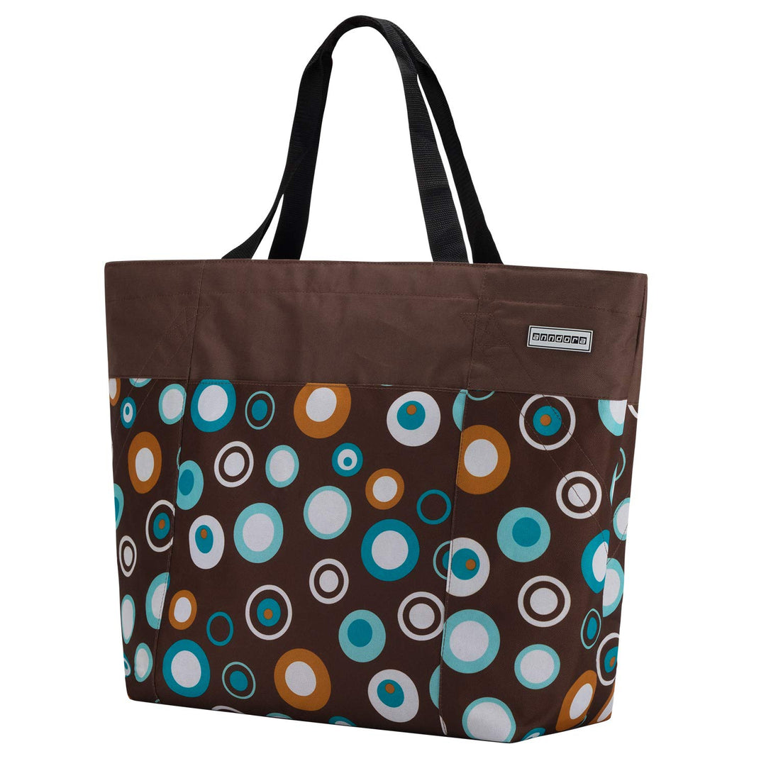 anndora XXL Shopper braun hellblau - Strandtasche Schultertasche Einkaufstasche, Braun Hellblau