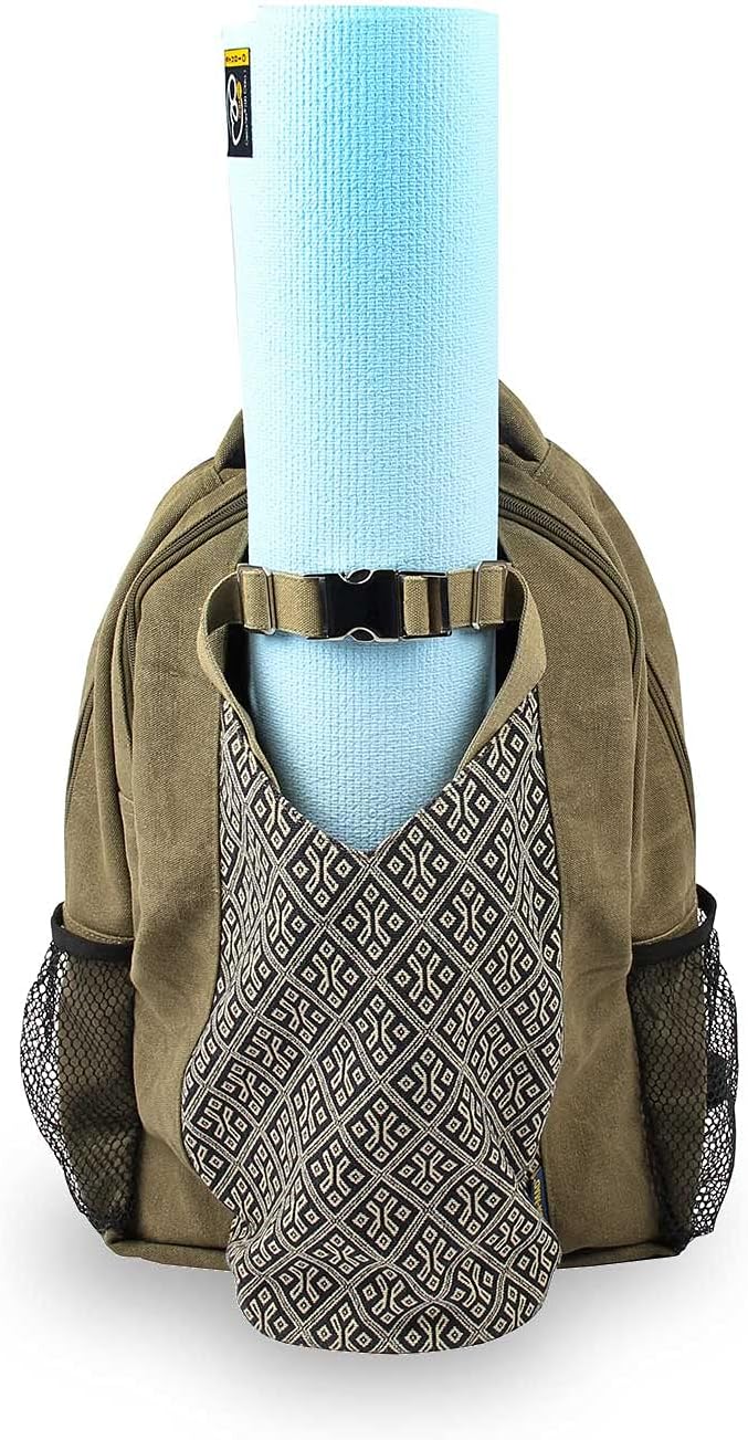 Yoga-Mad Rucksack für Yogamatte, Aussenrucksack aus Baumwolle, idealer Yogamatten-Tragetasche für Pe