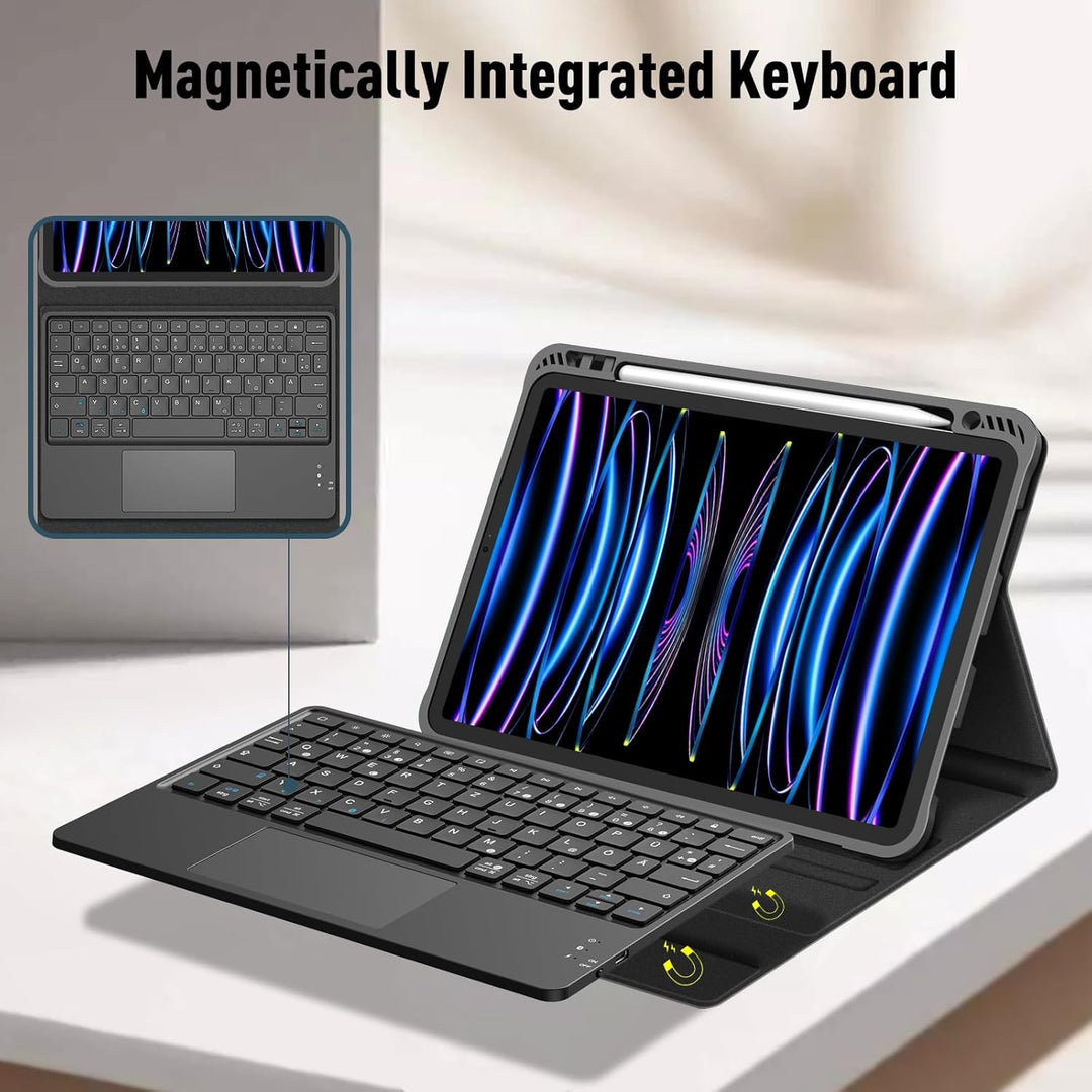 FINTIE Tastatur Hülle für iPad Pro 11 2022/2021 / 2020/2018, iPad Pro 11 Hülle mit magnetisch Abnehm