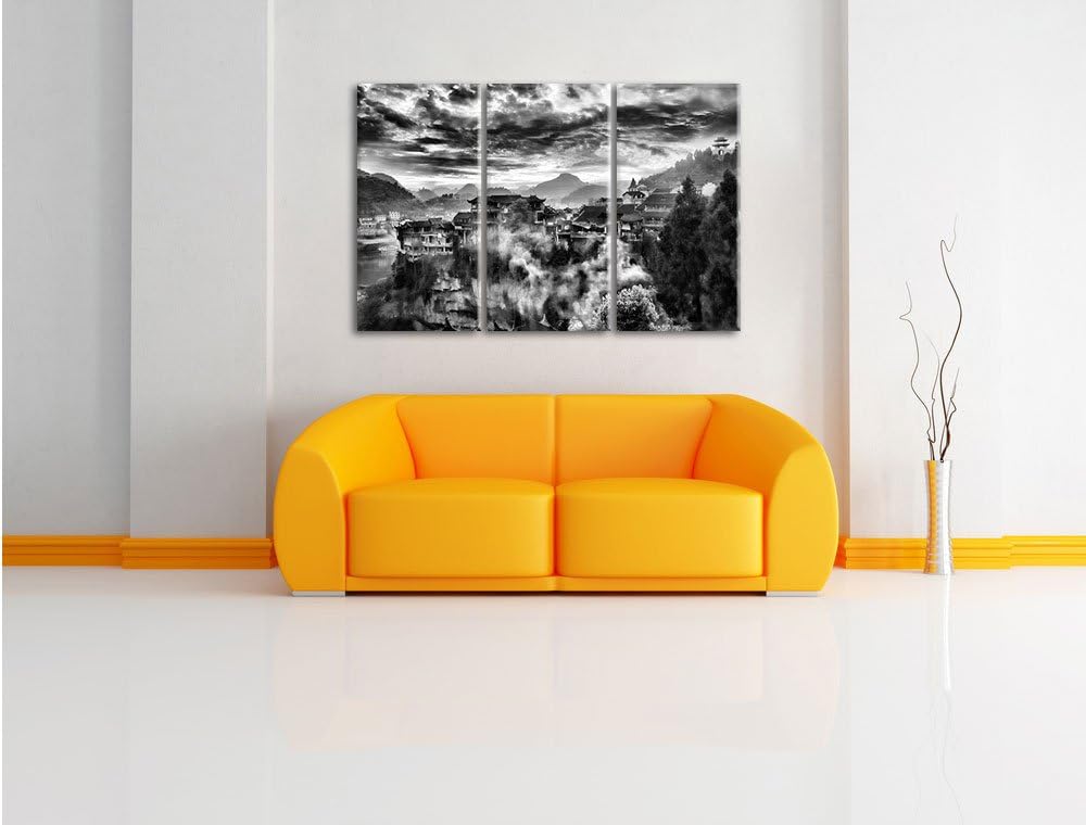 Pixxprint Gigantisches Dorf in China als Leinwandbild/Grösse: 3 Teilig (120x80) cm/Wandbild/Kunstdru