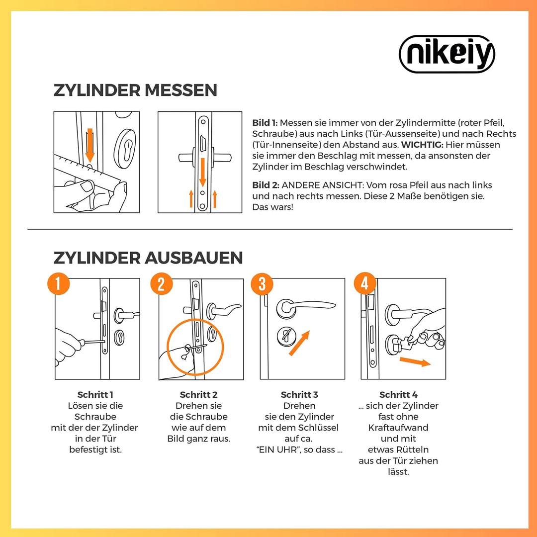 GERCAR Pro+ Knaufzylinder 2x gleichschliessend 35/35 Set 2 Schliesszylinder mit Knauf Form H inkl. 1