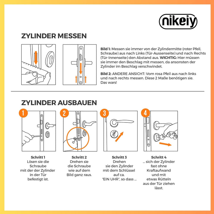 GERCAR Pro+ Knaufzylinder 2x gleichschliessend 35/35 Set 2 Schliesszylinder mit Knauf Form H inkl. 1