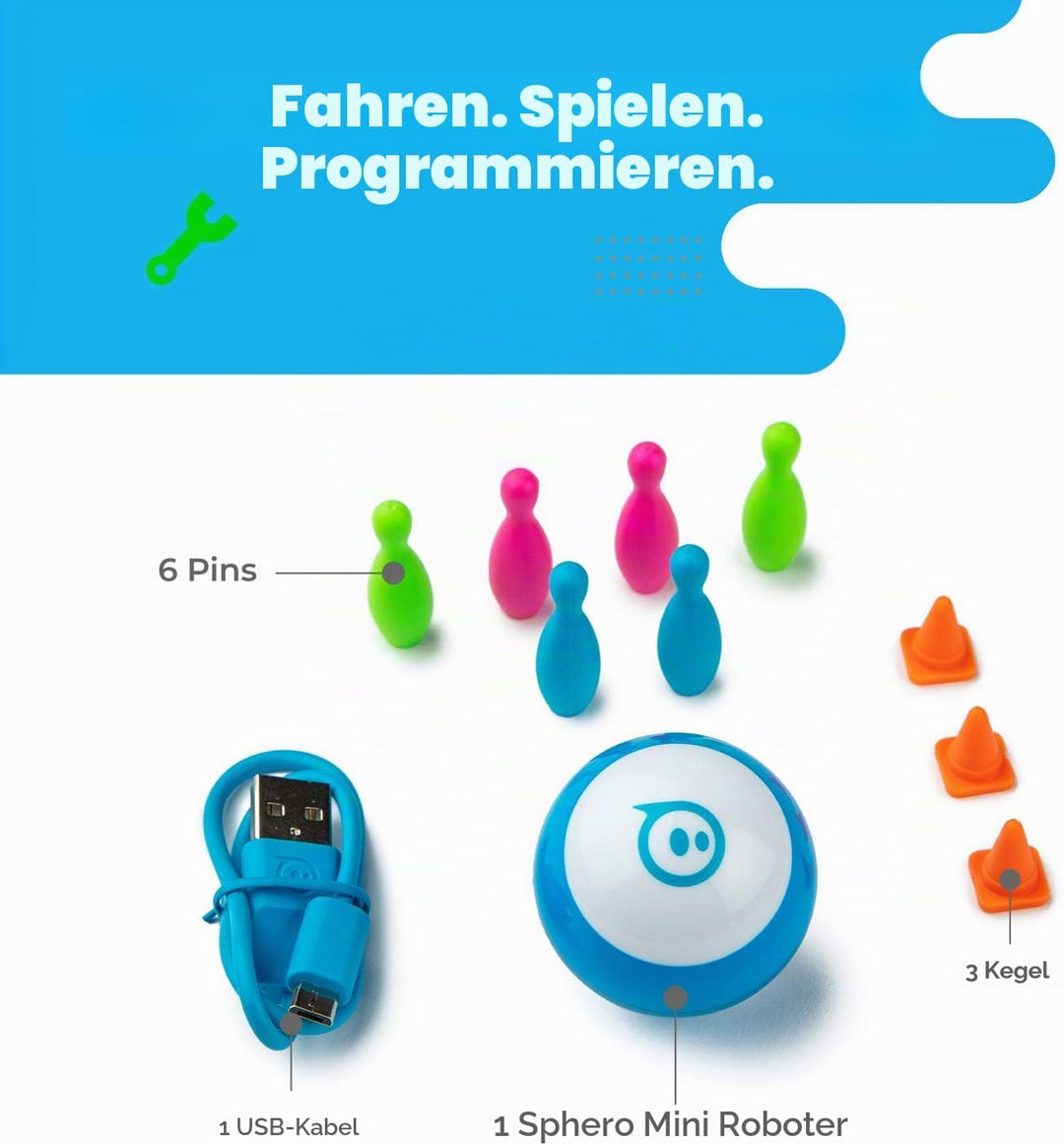 Sphero 0817961020493 Mini Blau-Appsteuerbarer Roboterball,