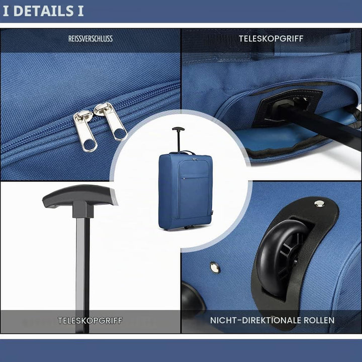 KONO Koffer Softcase (Blau) Blau Kabinentrolley