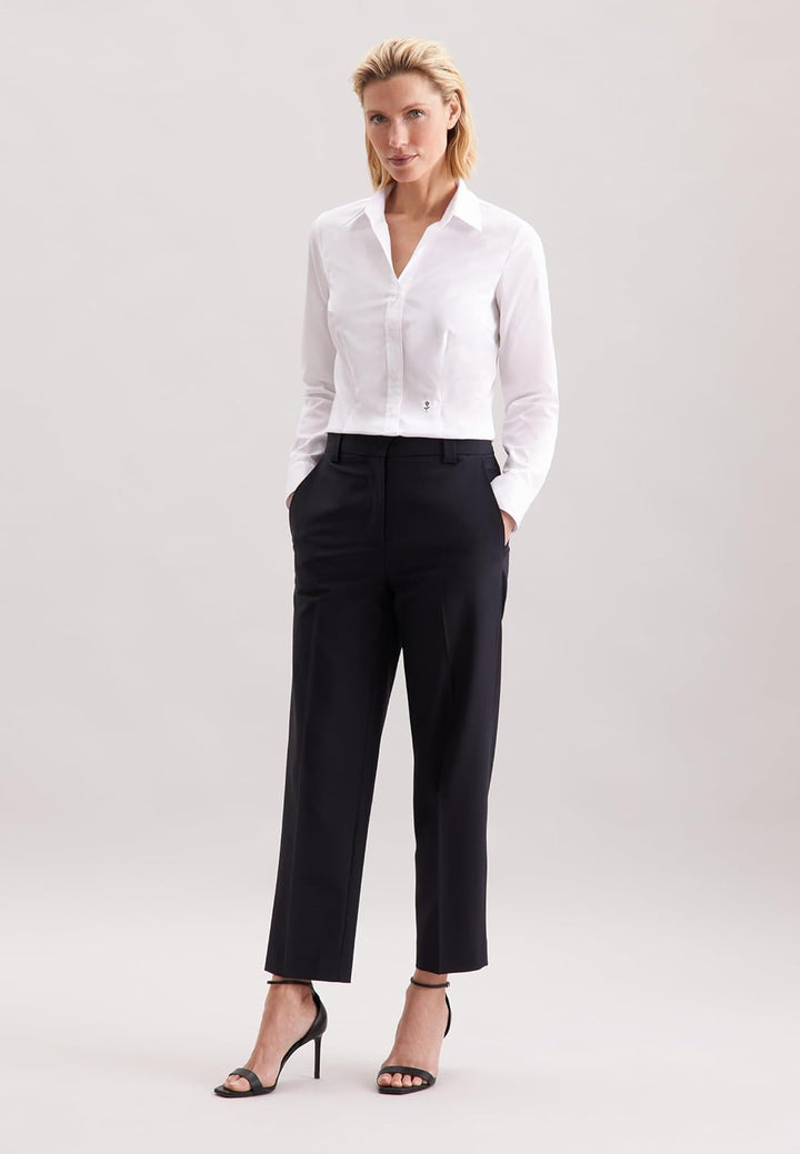 Seidensticker Damen Bluse - City Bluse - Hemdbluse - Slim Fit - Kurzarm - Uni - Stretch 32 Weiss, 32