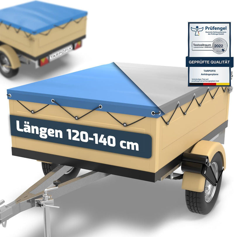 Tarpofix® Anhängerplane Flachplane 140x105x7,5 cm inkl. Planenseil - ECHTES PVC PLANENMATERIAL - Ran