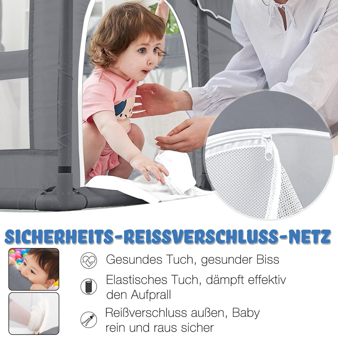 Aufun Laufstall Baby Laufgitter 300D Oxford Gewebe, mit Anti-Kollision Schaum Absperrgitter, Atmungs