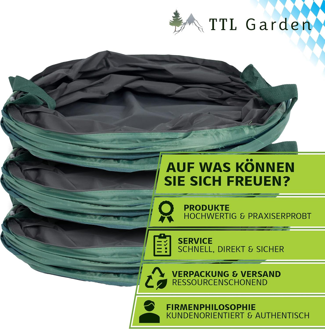 TTL Garden 3x 160L Premium Pop Up Gartensack - 220gsm 600D Oxford 3er Set 160 Liter Gartenabfallsack