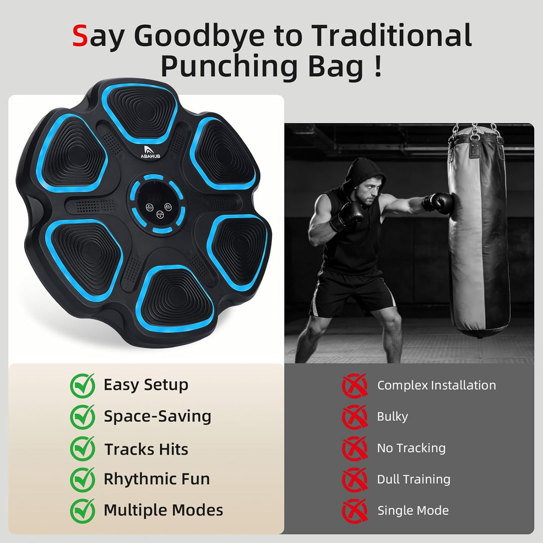 Abahub Music Boxing Machine for Adults & Kids, Home Fitness Equipment with Gloves, Wall Mounted Inte