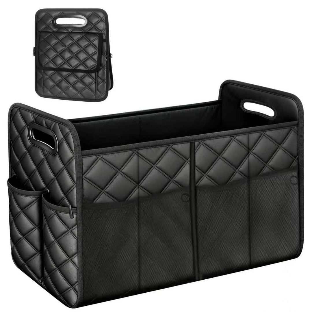 kofferraum organizer mit 7 fächern, 57L Organizer auto aus PU-Material, Auto Box mit seitlicher Mesh