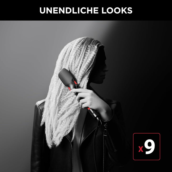 Rowenta x Karl Lagerfeld Looks Infinitos 9 in 1 CF422L- Haarglätter und Lockenstab, Lockenstab, heis