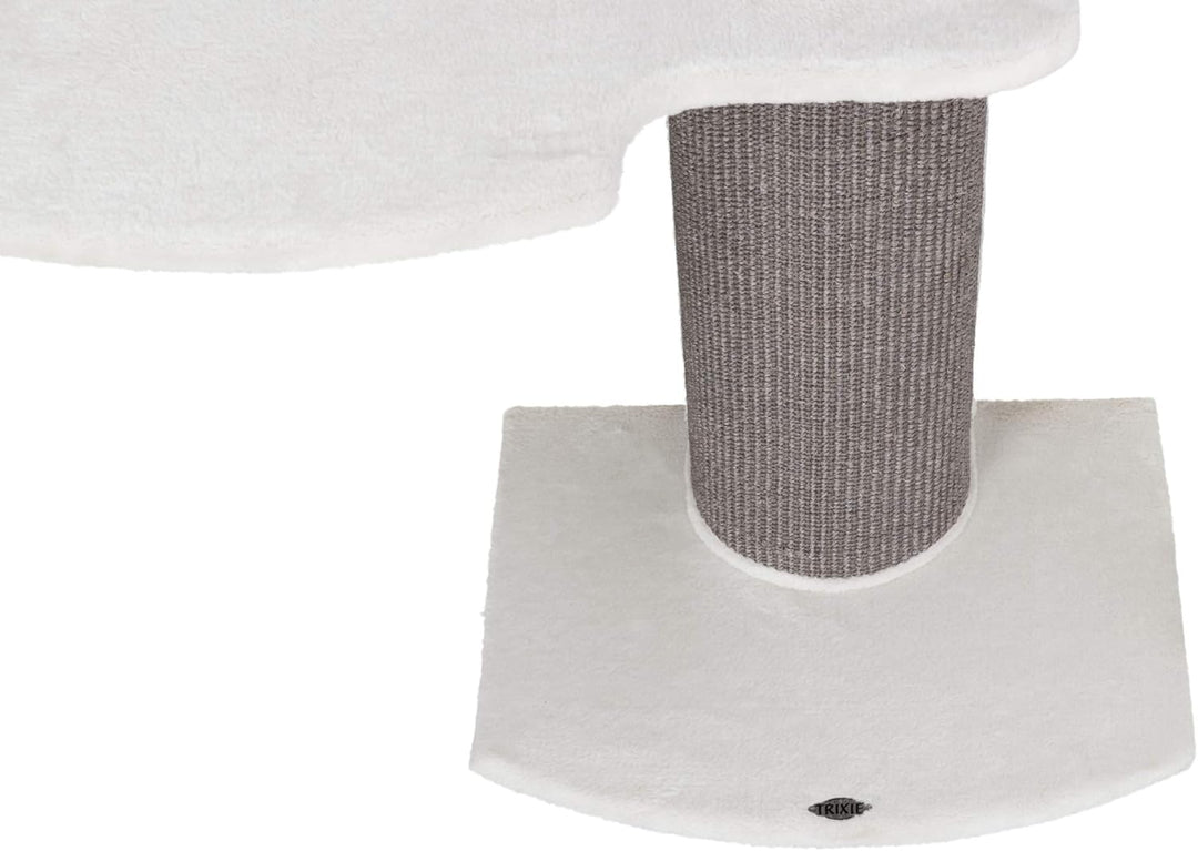 TRIXIE Kratzbaum Acadia 160 cm in weiss/grau – mehrstöckiger Katzenbaum mit gemütlichen Liegeflächen