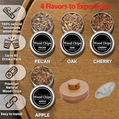 Cocktail Smoker Kit, MKNZOME Whiskey Smoker Kit mit 4 Geräuchertem Cocktail Raucher Kit Sägemehl Vat