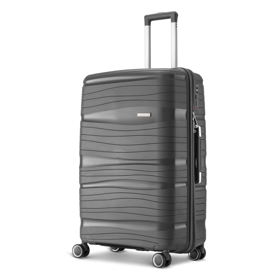 Travel One Koffer 98L – Anthrazit – Hartschalenkoffer gross XL, 4 Rollen, Zahlenschloss, Polypropyle