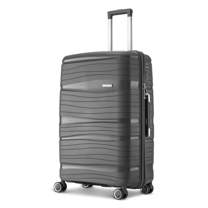 Travel One Koffer 98L – Anthrazit – Hartschalenkoffer gross XL, 4 Rollen, Zahlenschloss, Polypropyle