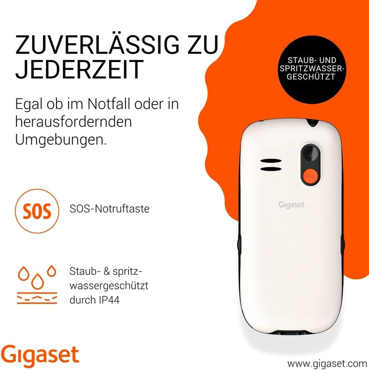 Gigaset GL395 Mobiltelefon – einfache Bedienung für Senioren, grosse Tasten & SOS-Notruftaste – Stau