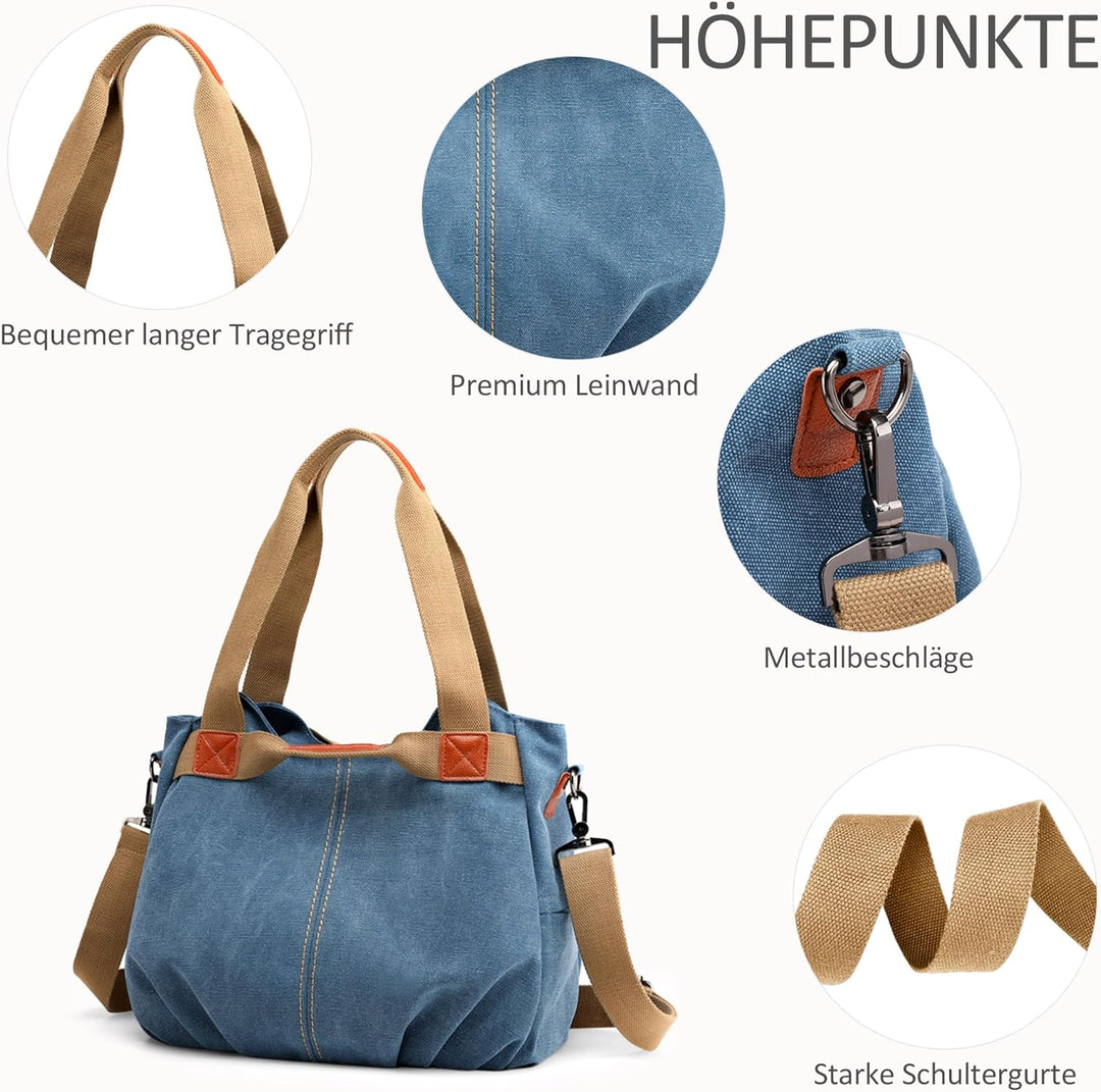 DIRRONA Casual Damen Segeltuch Umhängetasche Gross Kapazität Handtasche Reise Schultertasche Multifu