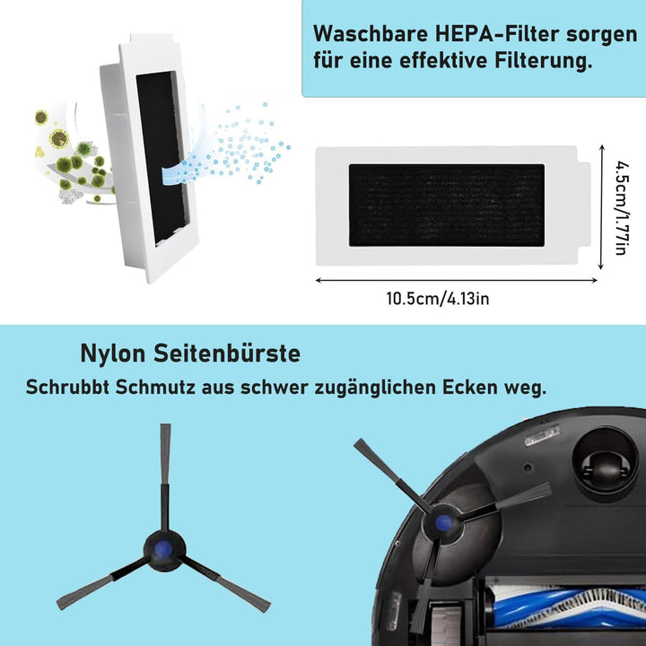 Zubehörset für ECOVACS DEEBOT T30 Omni / T30 Pro Omni, Saprdii 6 Antibakterielle Staubbeutel, 6 Mopp