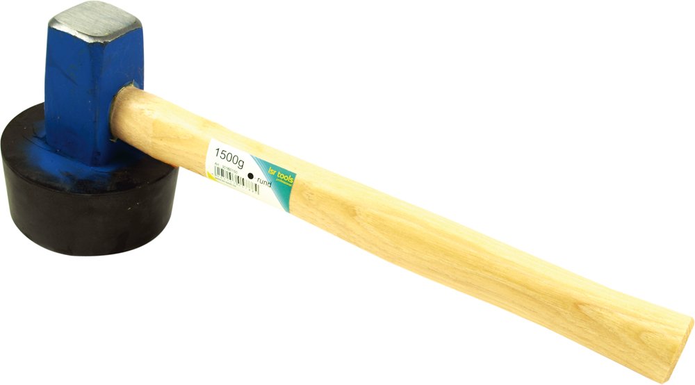 Plattenlegerhammer rund 1.500 g, mit auswechselbarem Gummiaufsatz