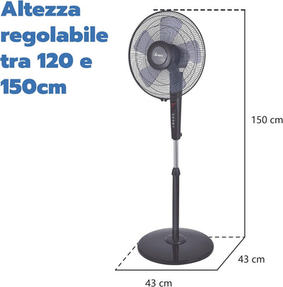 ARDES - Standventilator mit Fernbedienung, Timer und Touch-Bedienfeld, Leise, 5 Flügel, 40 cm, oszil