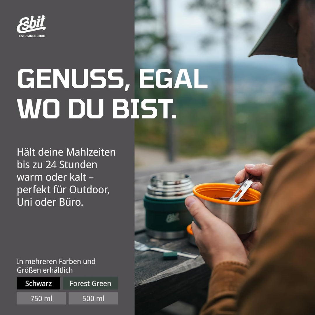Esbit Thermobehälter Classic für Speisen - Warmhaltebehälter 750 ml in Schwarz - aus Edelstahl für w