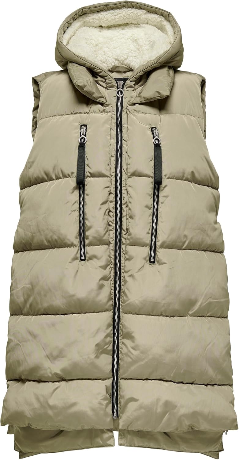 ONLY Damen Onlnewnora Puffer Waistcoat Cc OTW Mantel S Silver Sage, S Silver Sage