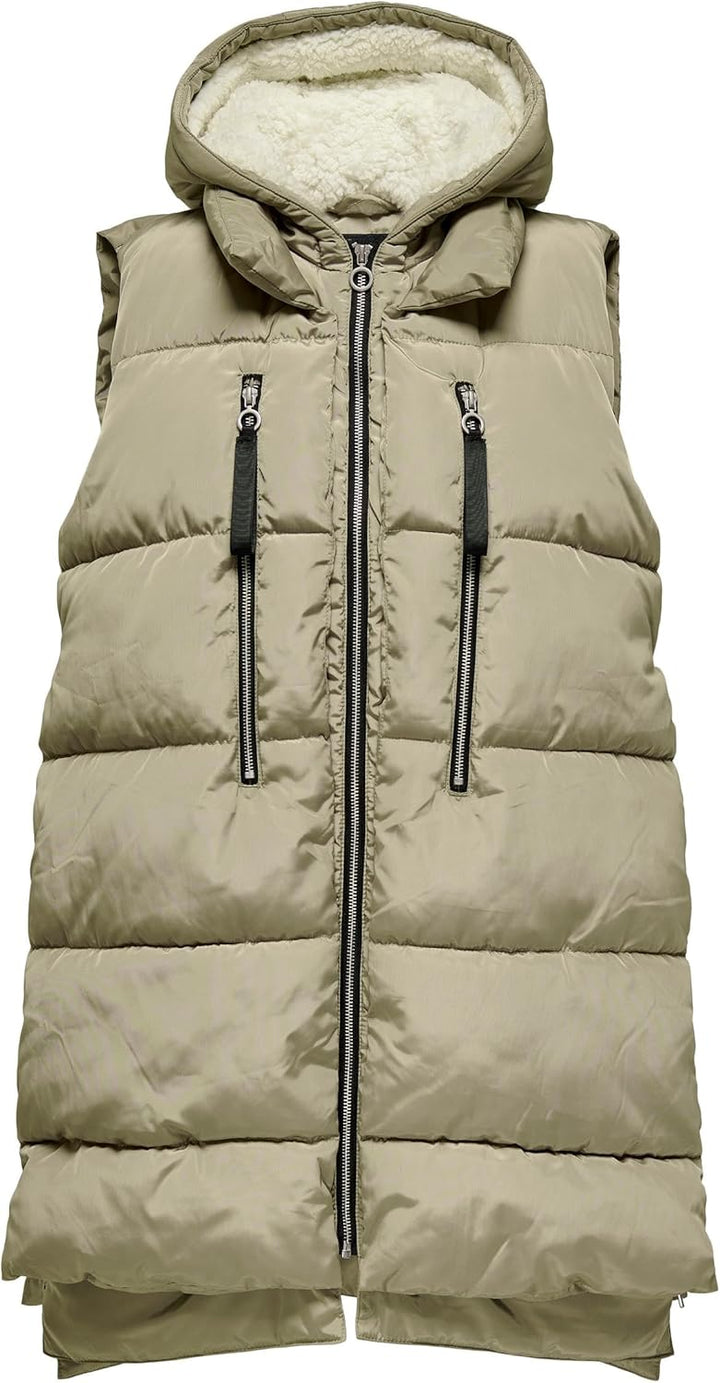 ONLY Damen Onlnewnora Puffer Waistcoat Cc OTW Mantel S Silver Sage, S Silver Sage