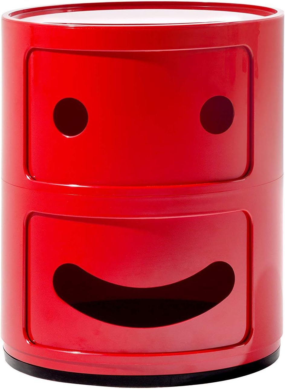Kartell Componibili Container lächelnd, Kunststoff, Rot, 32 x 32 x 40 cm 2-fächer Smile Rot Lächelnd