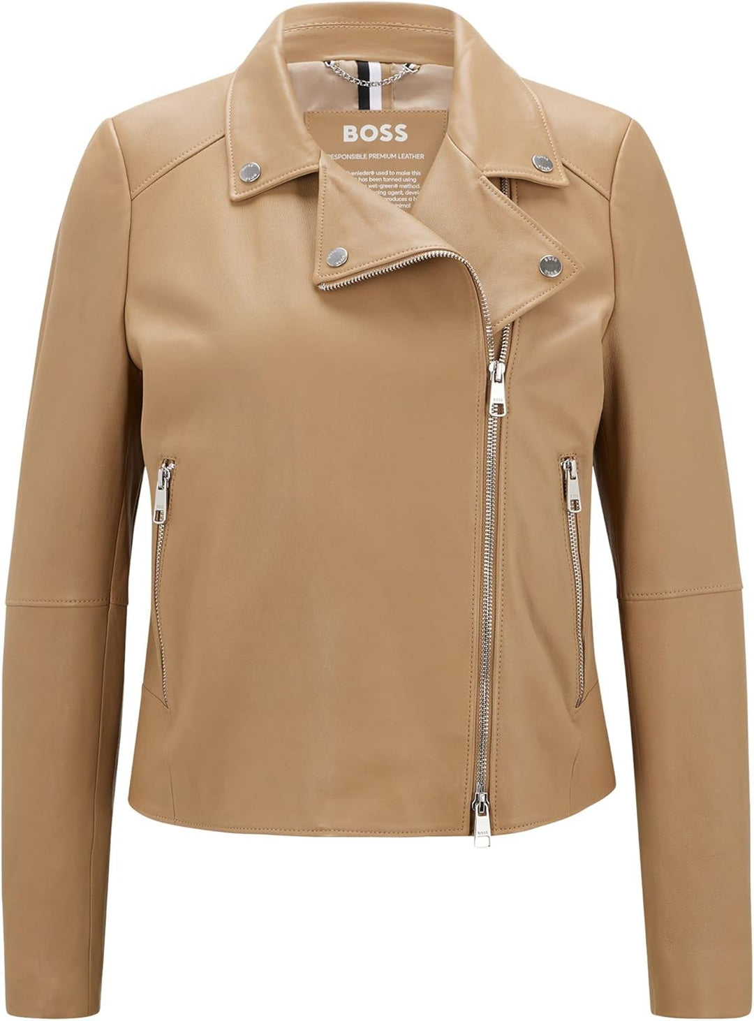 BOSS Damen Lederjacke 44 Medium Beige, 44 Medium Beige