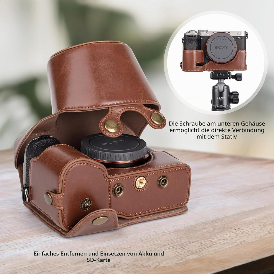 MUZIRI KINOKOO Sony A7C II Tasche, Retro-PU-Leder-Schutzhülle für Sony A7C2/A7C II/Alpha 7C II Kamer