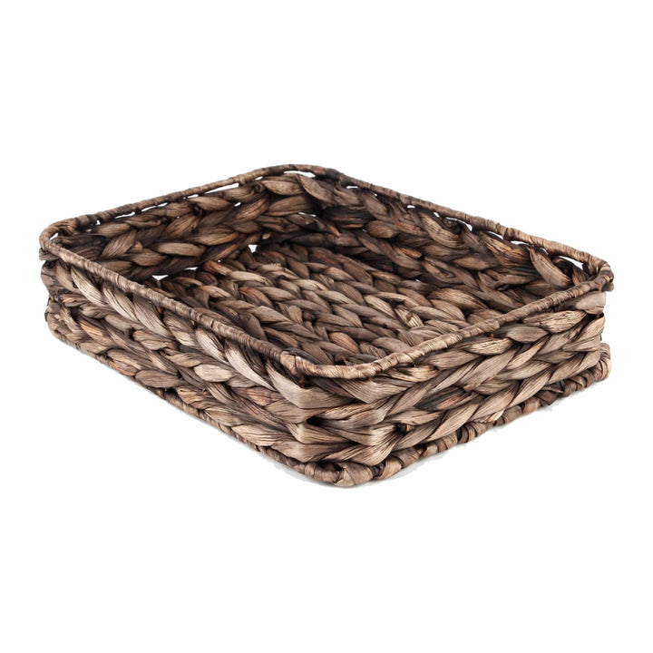 Wasserhyazinthe gewebtes Serviertablett Rechteckige handgeflochtene Weidenablagen für Kaffee/Frühstü