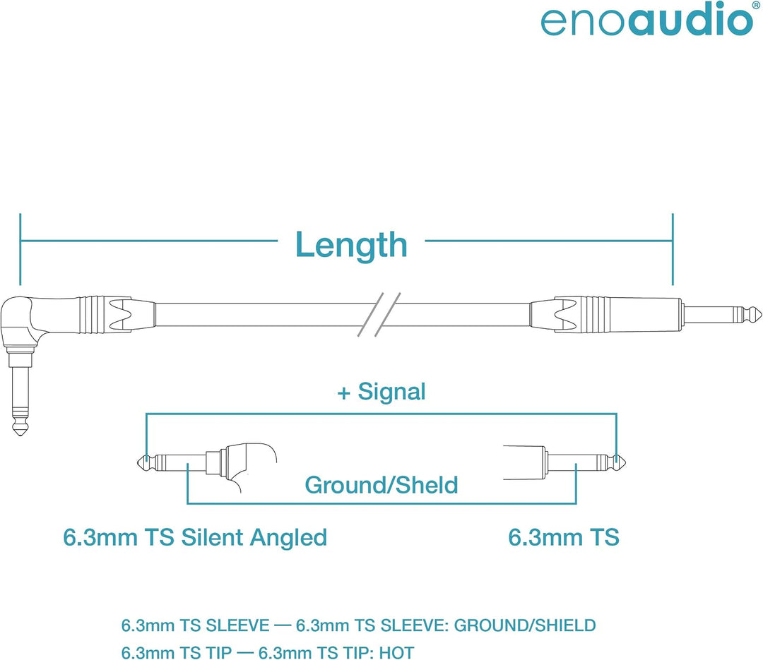 enoaudio Mogami 2524 Instrument Kabel | Neutrik Gold Silent Switch 6,3mm TS winkelklinke - 6,3mm TS