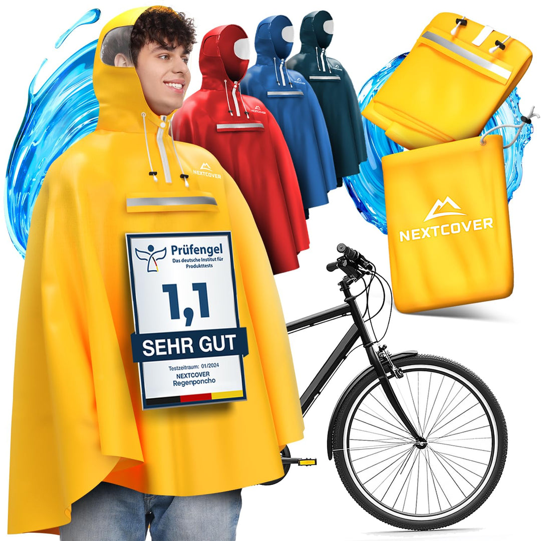 NEXTCOVER® NEU Regenponcho Fahrrad für Damen & Herren - mit [AquaShield 2.0] Technologie I Regenponc