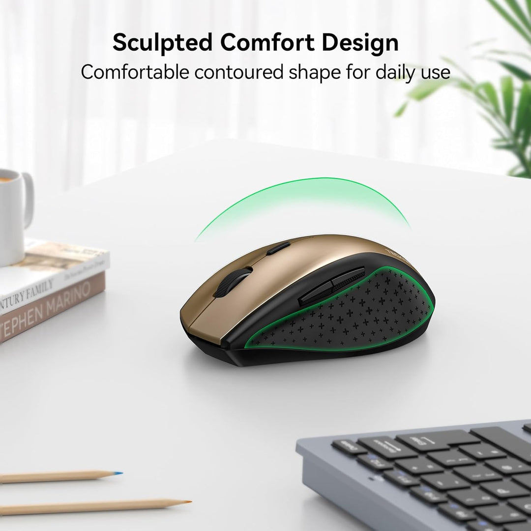 TECKNET Kabellose Maus, 4800 DPI 2.4G Funkmaus mit USB Empfänger, 30 Monate Batterielaufzeit, Optica