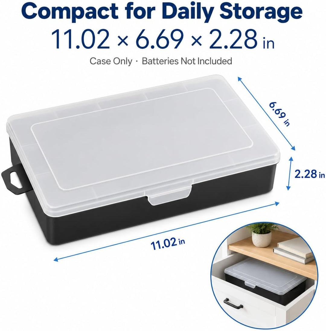 Xuerdon Batterie Aufbewahrungsbox, Batterie Box für 134 Stk. AA & AAA Batterien, Tragbare Garage-Org