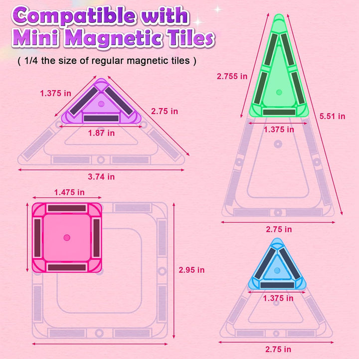 40 Magnetische Bausteine Mini Reise Set, Magnetspielzeug Kinder, Magnetische Platten Montessori Lern