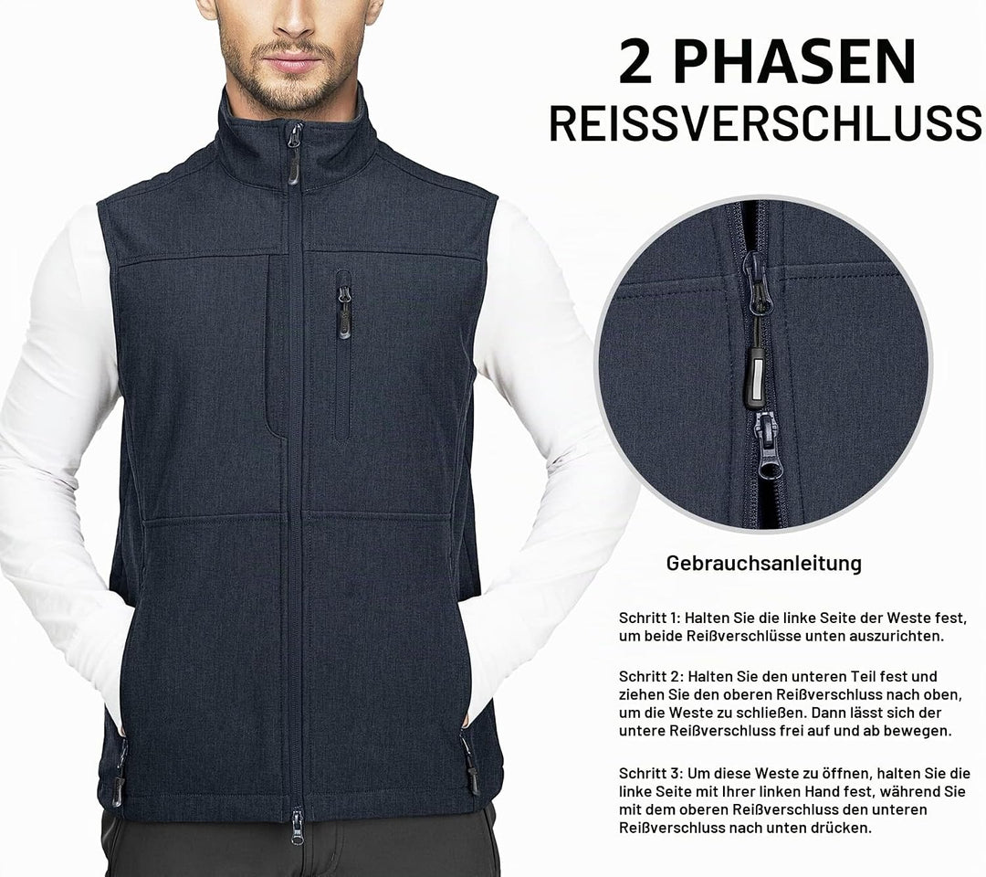 33,000ft Weste Herren Outdoor Wasserdichte Softshell Ärmellose Jacke Bodywarmer Fleece Weste Full Zi