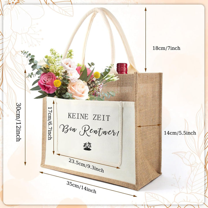 Tarklanda Jutetasche Damen Geschenk Jute Shopper Bag, Jute Einkaufstasche personalisiert Jutebeutel
