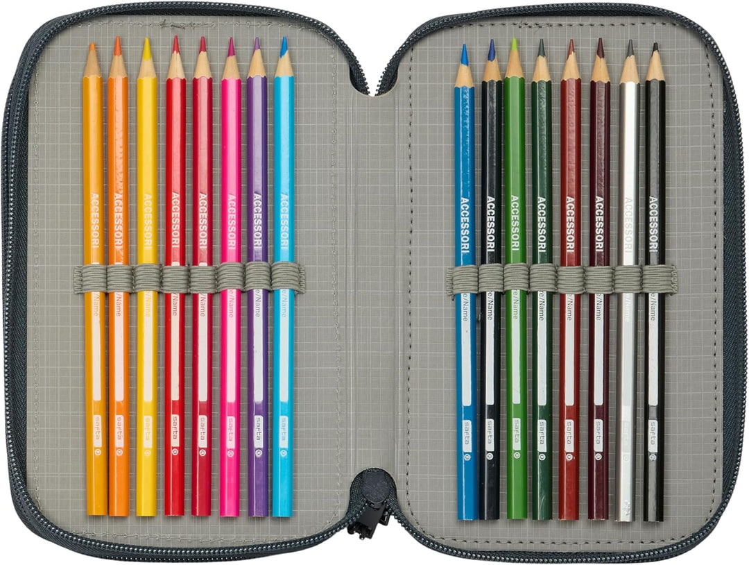 Real Madrid Equiicion 25/26 Schulmäppchen mit 37 nützlichen Utensilien, Kindermäppchen, ideal für Ki