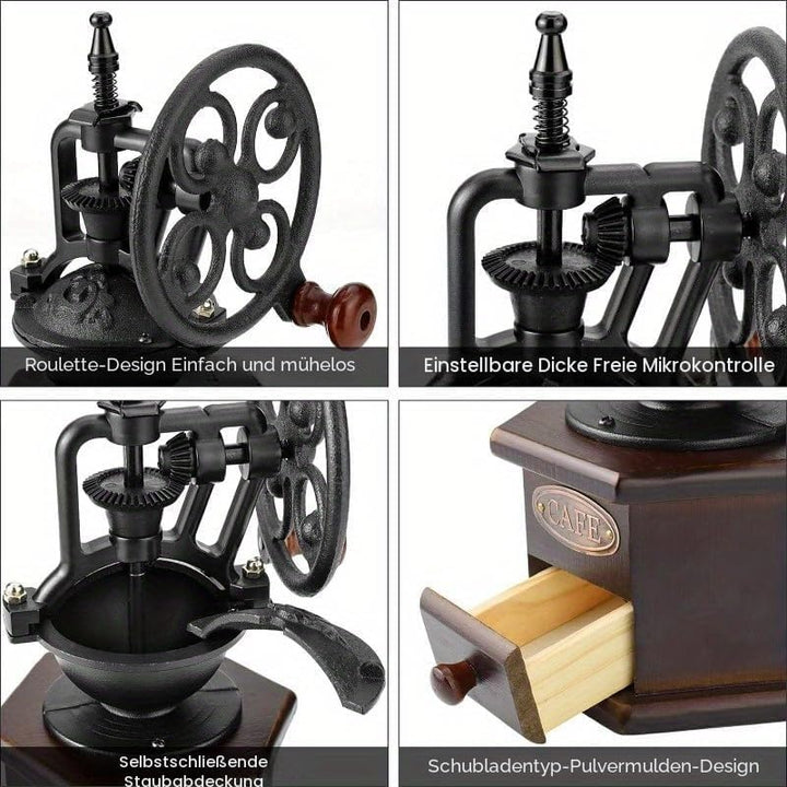 Manuelle Kaffeemühle, Vintage-Stil hölzerne Kaffeemühle Walze Getreidemühle Handkurbel Kaffeemühlen
