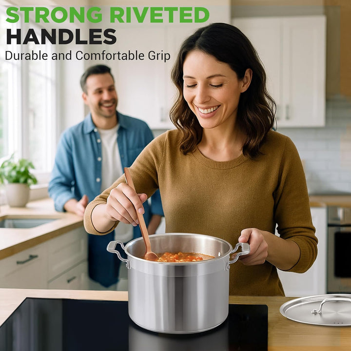 NutriChef 8 Liter Edelstahl-Topf - 18/8 Lebensmittelqualität Schwerer Grosser Suppentopf für Eintöpf