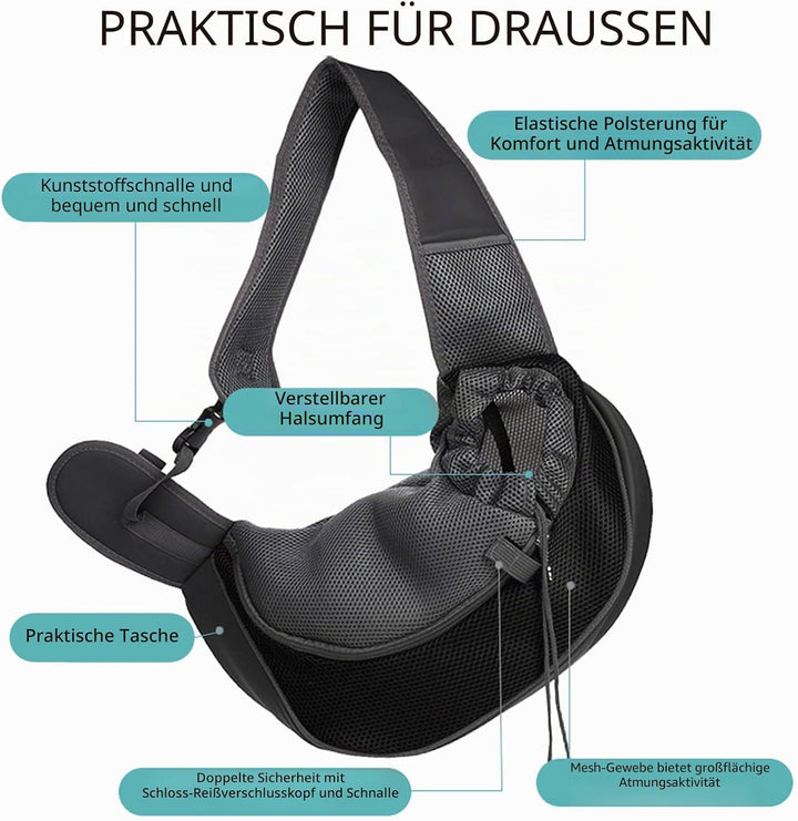 Tragetuch Hund Verstellbar, Tasche für Haustier, Tragetasche Transporttasche mit Haustiermarke, Haus