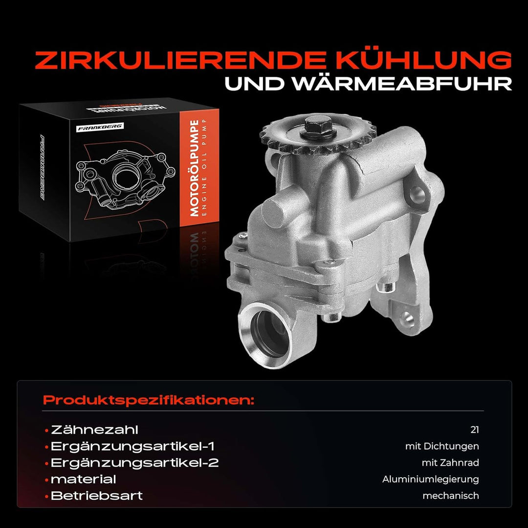 Frankberg Ölpumpe Kompatibel mit A2 8Z0 2000-2005 Ibiza III 6L1 2002-2009 Ibiza IV 6J5 6P1 2008-2010