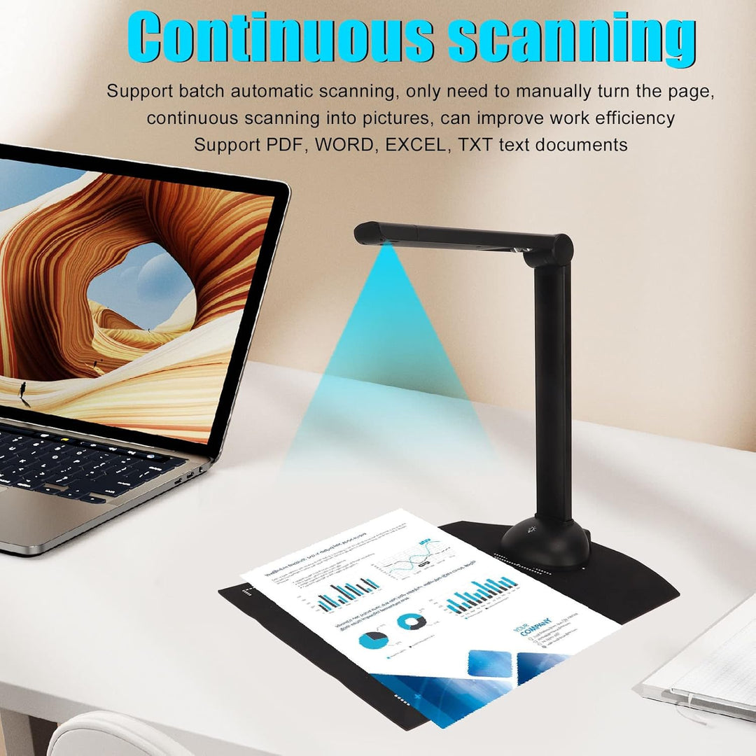 Dokumentenkamera, Buchscanner, Kamera, 10 MP, OCR, Echtzeitprojektion, A3, Faltbar, Tragbar, USB-Sca
