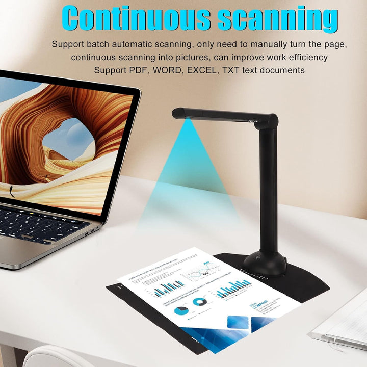 Dokumentenkamera, Buchscanner, Kamera, 10 MP, OCR, Echtzeitprojektion, A3, Faltbar, Tragbar, USB-Sca