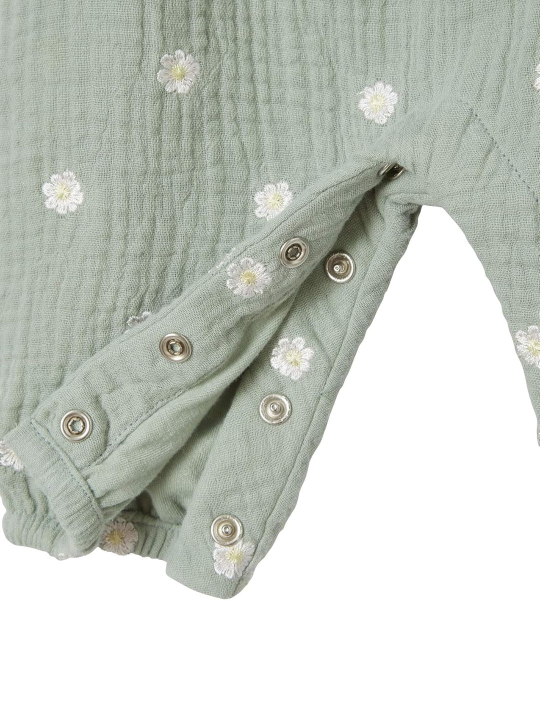Vertbaudet Mädchen Baby Overall, bestickte Motive graugrün bedruckt 62 1 Stück (1er Pack) Vert, 1 St