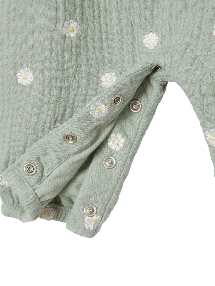 Vertbaudet Mädchen Baby Overall, bestickte Motive graugrün bedruckt 62 1 Stück (1er Pack) Vert, 1 St