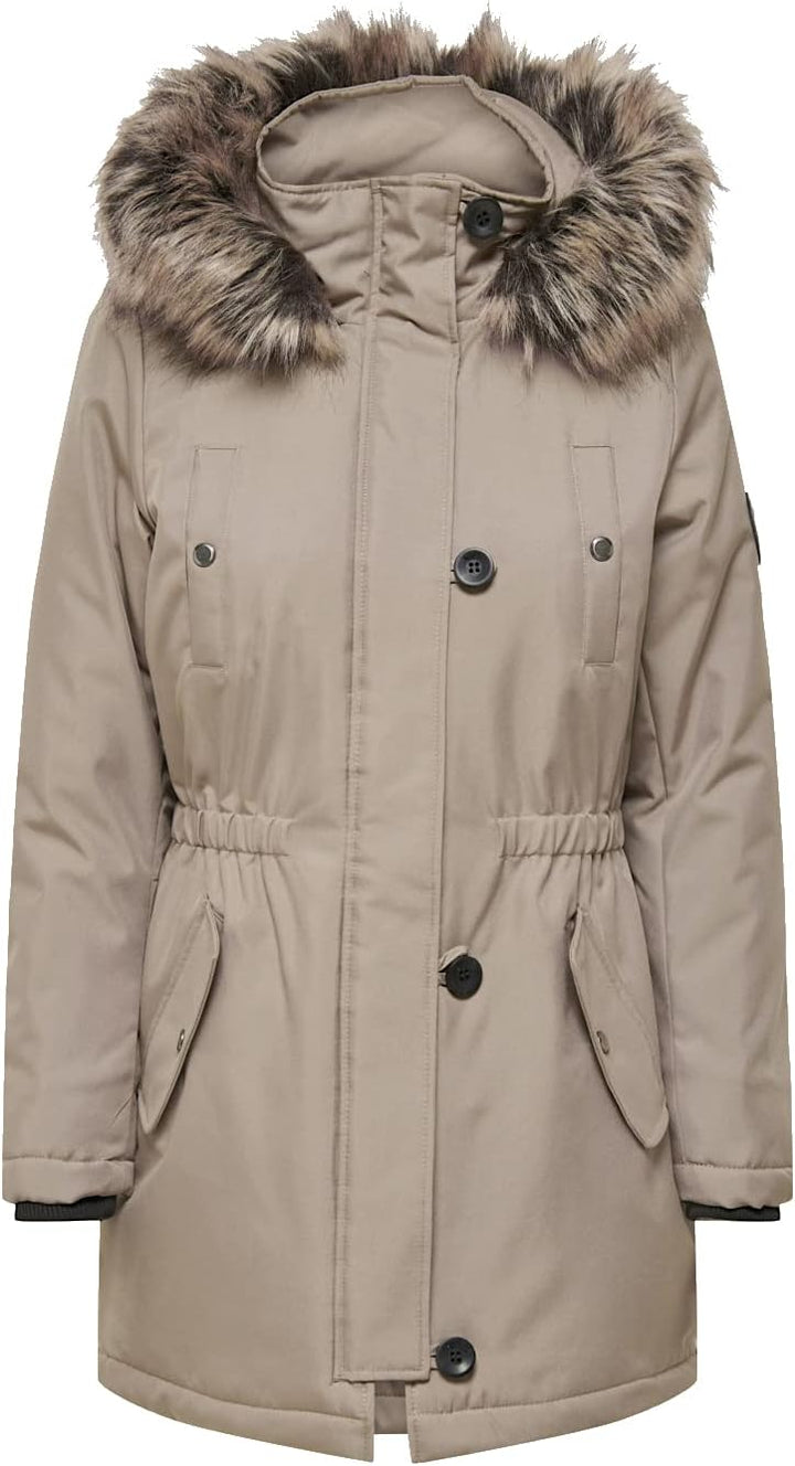 ONLY Damen ONLIRIS FUR Winter Parka CC OTW 15213755 S Beige, S Beige